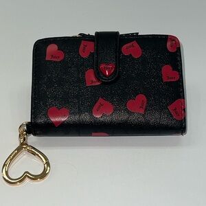NWOT Juicy Couture "Follow Your Heart" Card Wallet Black with Red Heart Accents